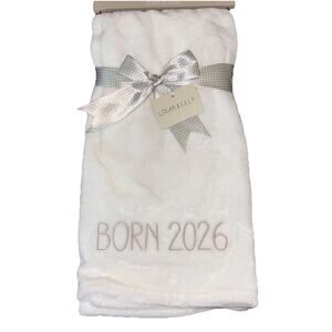 Baby Born 2026 White Taupe Soft Baby Blanket 30” x 40” Gift Boy Logan & Lilly